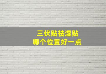 三伏贴祛湿贴哪个位置好一点