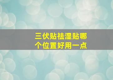 三伏贴祛湿贴哪个位置好用一点