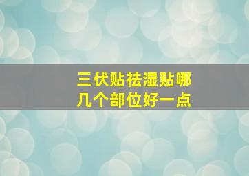 三伏贴祛湿贴哪几个部位好一点