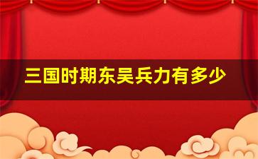 三国时期东吴兵力有多少