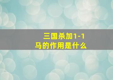 三国杀加1-1马的作用是什么