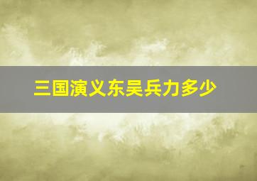 三国演义东吴兵力多少