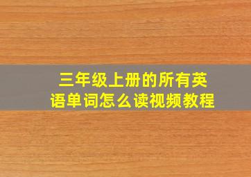 三年级上册的所有英语单词怎么读视频教程