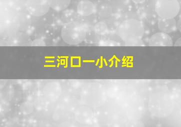 三河口一小介绍