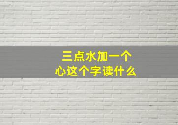 三点水加一个心这个字读什么