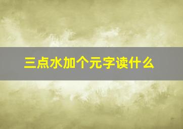 三点水加个元字读什么