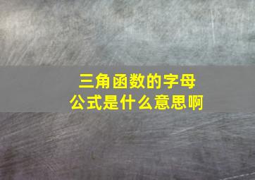 三角函数的字母公式是什么意思啊