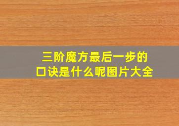 三阶魔方最后一步的口诀是什么呢图片大全