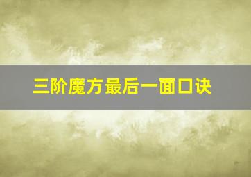 三阶魔方最后一面口诀