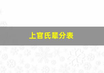 上官氏辈分表