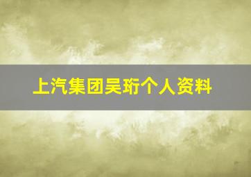 上汽集团吴珩个人资料