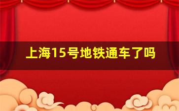 上海15号地铁通车了吗