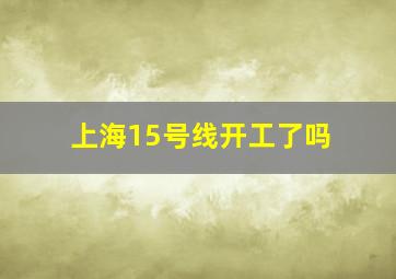 上海15号线开工了吗