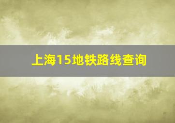 上海15地铁路线查询