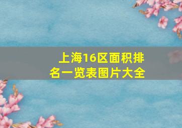 上海16区面积排名一览表图片大全