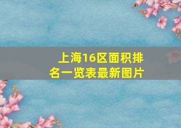 上海16区面积排名一览表最新图片