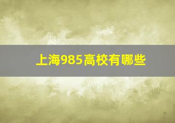 上海985高校有哪些