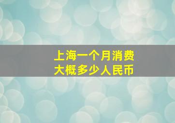 上海一个月消费大概多少人民币