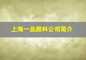 上海一品颜料公司简介