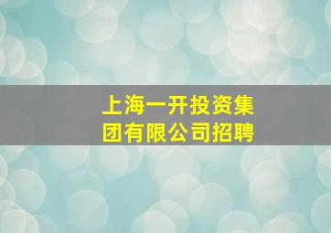 上海一开投资集团有限公司招聘