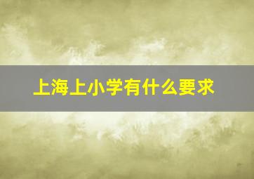 上海上小学有什么要求