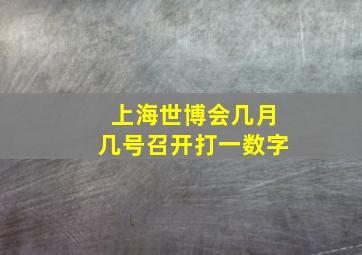 上海世博会几月几号召开打一数字