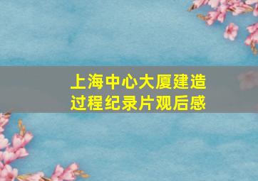 上海中心大厦建造过程纪录片观后感