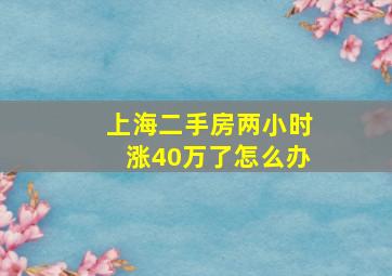 上海二手房两小时涨40万了怎么办