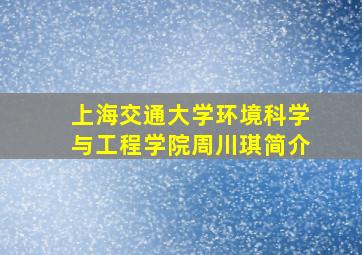 上海交通大学环境科学与工程学院周川琪简介