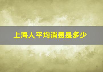 上海人平均消费是多少