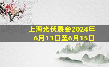 上海光伏展会2024年6月13日至6月15日