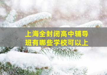 上海全封闭高中辅导班有哪些学校可以上