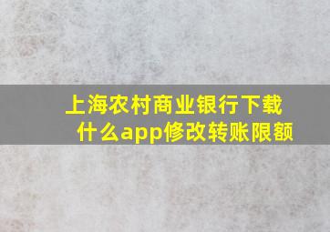 上海农村商业银行下载什么app修改转账限额