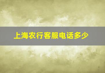 上海农行客服电话多少