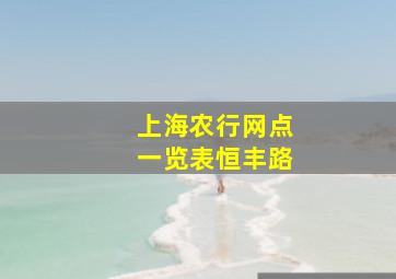 上海农行网点一览表恒丰路