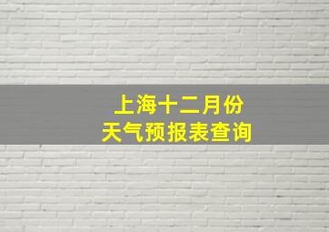 上海十二月份天气预报表查询