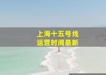 上海十五号线运营时间最新