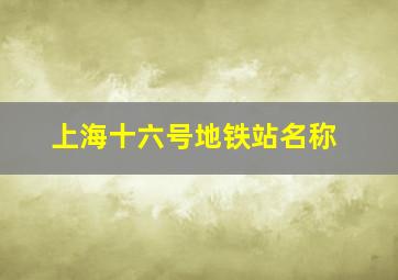 上海十六号地铁站名称