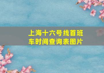 上海十六号线首班车时间查询表图片