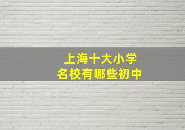 上海十大小学名校有哪些初中