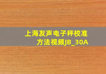 上海友声电子秤校准方法视频JB_30A