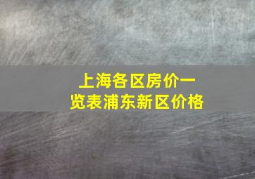 上海各区房价一览表浦东新区价格