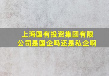 上海国有投资集团有限公司是国企吗还是私企啊