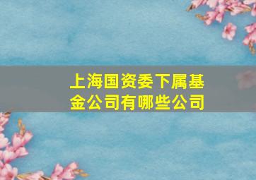 上海国资委下属基金公司有哪些公司