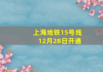 上海地铁15号线12月28日开通