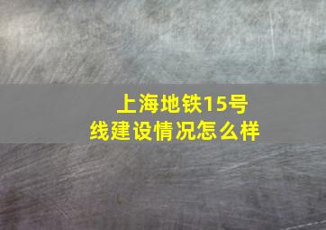 上海地铁15号线建设情况怎么样