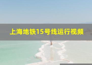 上海地铁15号线运行视频