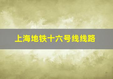 上海地铁十六号线线路