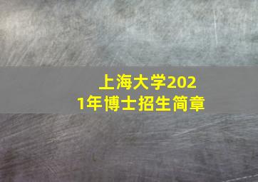 上海大学2021年博士招生简章