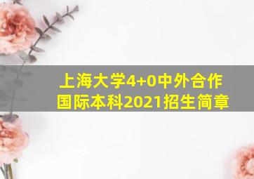 上海大学4+0中外合作国际本科2021招生简章